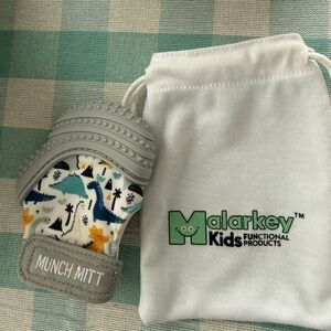 Malarkey Kids Munch Mitt Teething Mitten - Dino Print Gray